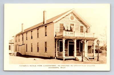 RPPC Edison's Menlo Park Laboratory Greenfield Village Dearborn MI Postcard