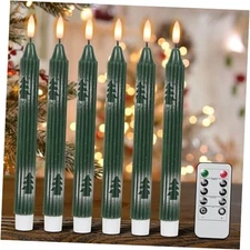  Christmas Flameless Taper Candles with Remote and Timer, Battery Operated 3D 