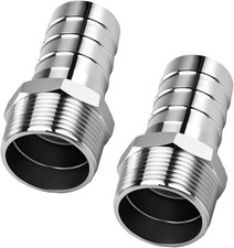 2PCS Stainless Steel 1-1/4" to 1-1/4" NPT Male Threaded Hose Barb Fittings 1-