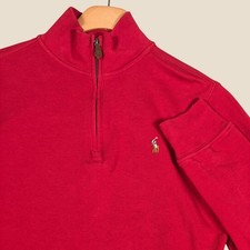 Polo Ralph Lauren Boy Medium 10-12 Quarter Zip Pullover Red 100 Cotton Preppy