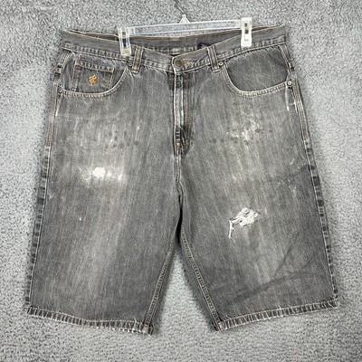 Vintage Y2K Rocawear Jean Shorts Mens 42 Dark Gray Denim Baggy Urban Hip Hop