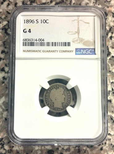 1896-S 10C Barber Silver Dime San Francisco - NGC Graded Good 4