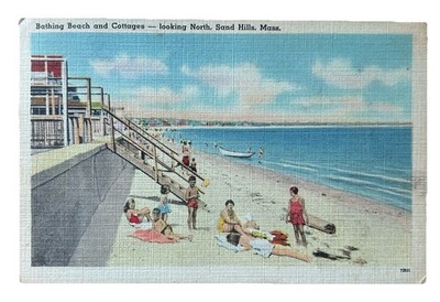 SAND HILLS SCITUATE MA~Beach & Cottages Looking North~1952 Shore Acres Postmark