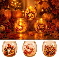 Teelichthalter Glas Set 3Pcs Herbstfarben Aesthetic Deko Windlicht 3 StüCk