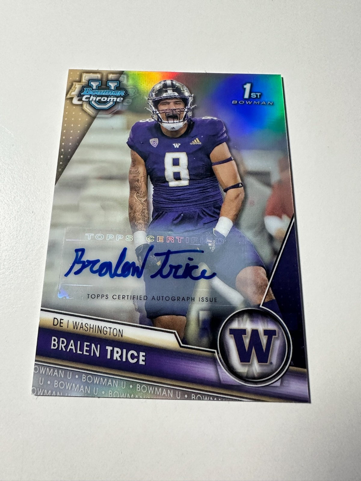 2023 Bowman University Chrome Bralen Trice Refractor Auto /499 RC #108
