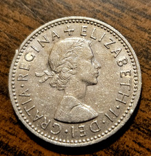 1957 United Kingdom  1 Shilling Coin Regina + Elizabeth II   XF DETAILS