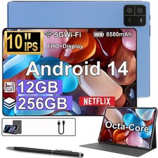HD 10in Android 14 Tablet 12GB RAM 256GB ROM Octa-core 8000mAh 1920 1200 Google