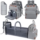 Diaper Bag Backpack with Changing Station, Grey | 900D Waterproof Fabric with US