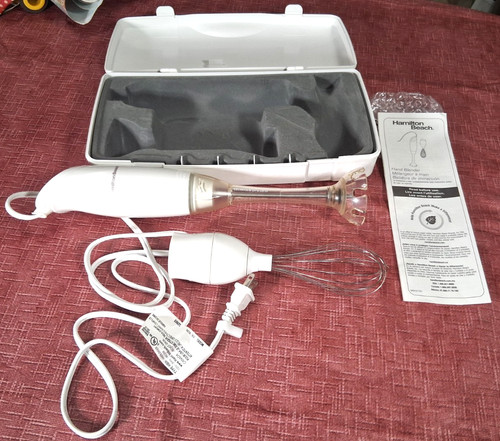 Good Used Hamilton Beach 59780R White Hand Immersion Blender / Mixer in Case