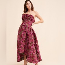 NWOT Anthropologie x Elliatt Strapless Magenta Midi Dress with Ruffled Bodice XS