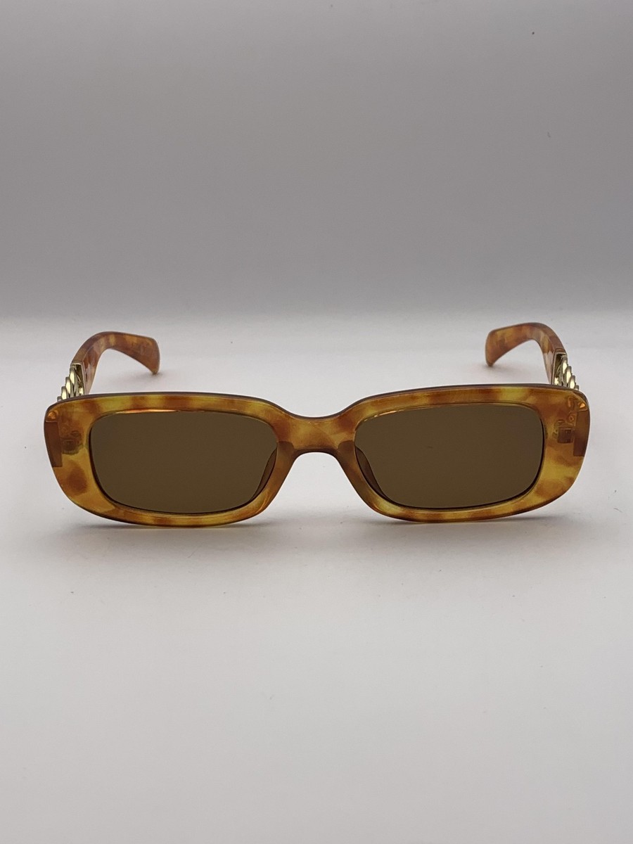 Steve Madden Felicia Sunglasses Tortoise Chain Arm Brown Lens