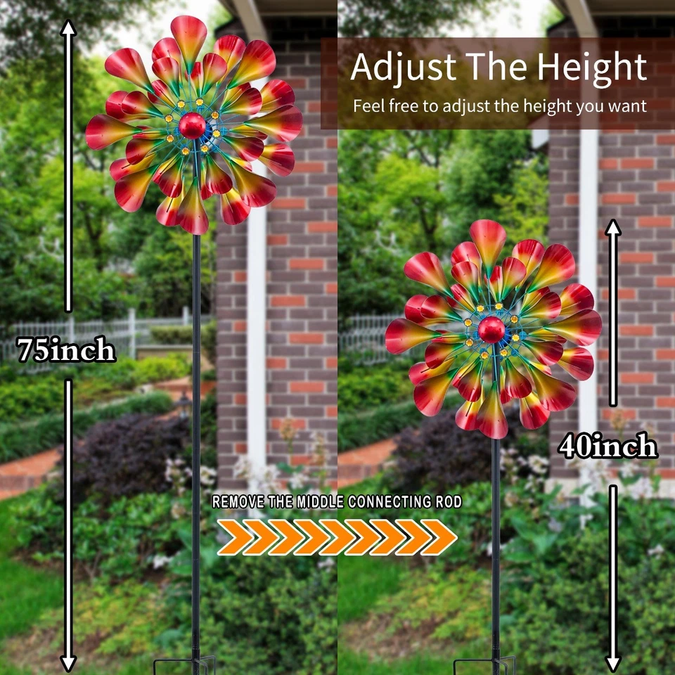 Colorful Windmills Kinetic Wind Sculptures and Spinners for Yard Garden  - Image 3 of 4