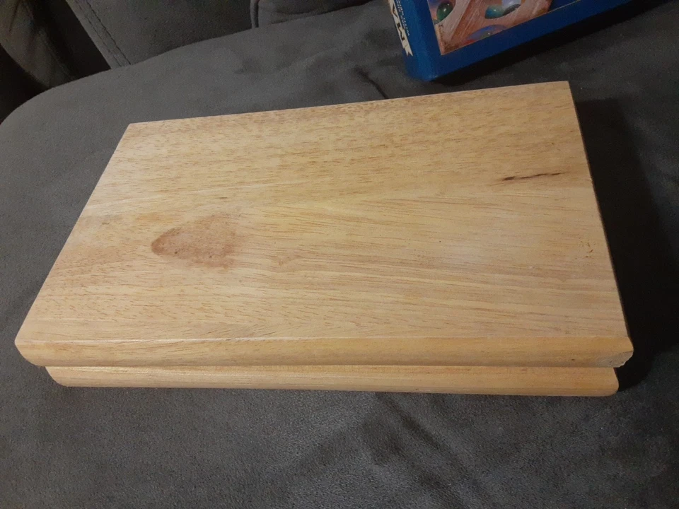 Preowned Cardinal Solid Wood Folding Mancala Game With Metal Tin Sleeve Case  - Image 3 of 4