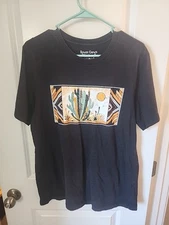 Rowdy Crowd Clothing T-Shirt Size L Large Cactus Aztec Desert Sun Black Print
