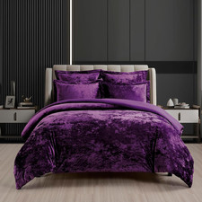 Distressed Velvet Comforter Set, 5 Pieces Dark Purple King, Distressed Velvet Fa