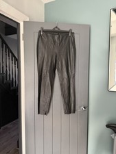 Zara Black Faux Leather Leggings Ankle Zips Size Large BNWT