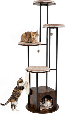 183 cm Kratzbaum, Katzen Kletterturm mit Sitzstange, Plattformen