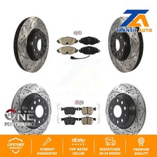 Front Rear Ceramic Pad Coat Drill Slot Disc Brake Rotors Kit For Audi TT Quattro