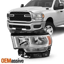 For 2019-2024 Dodge Ram 2500 Halogen Type Headlight Headlamp Driver Chrome