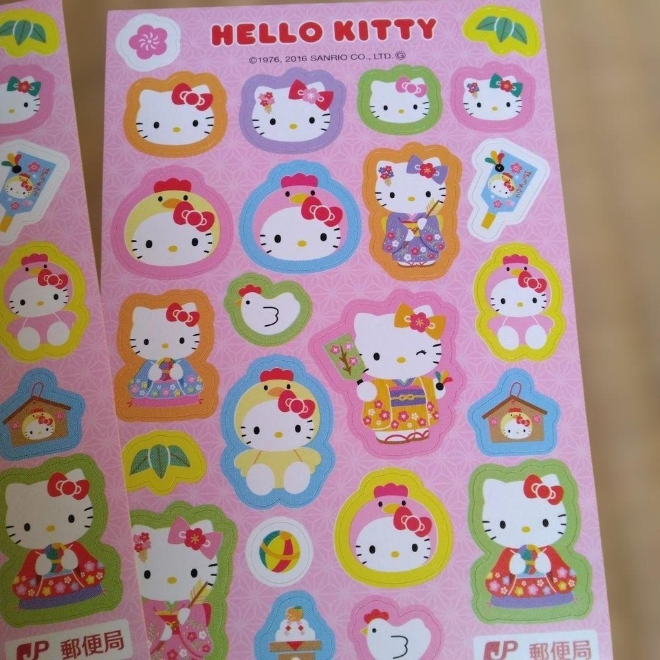 Hello Kitty sticker set of 8 Post Office Shionogi Pharmaceutical Not ...