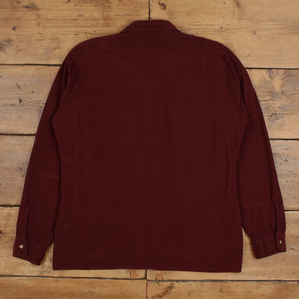 Camisa Vintage Flecha Pana Botón L Años 70 Para Hombre Manga Larga Roja Sólida Foto 2 de 4