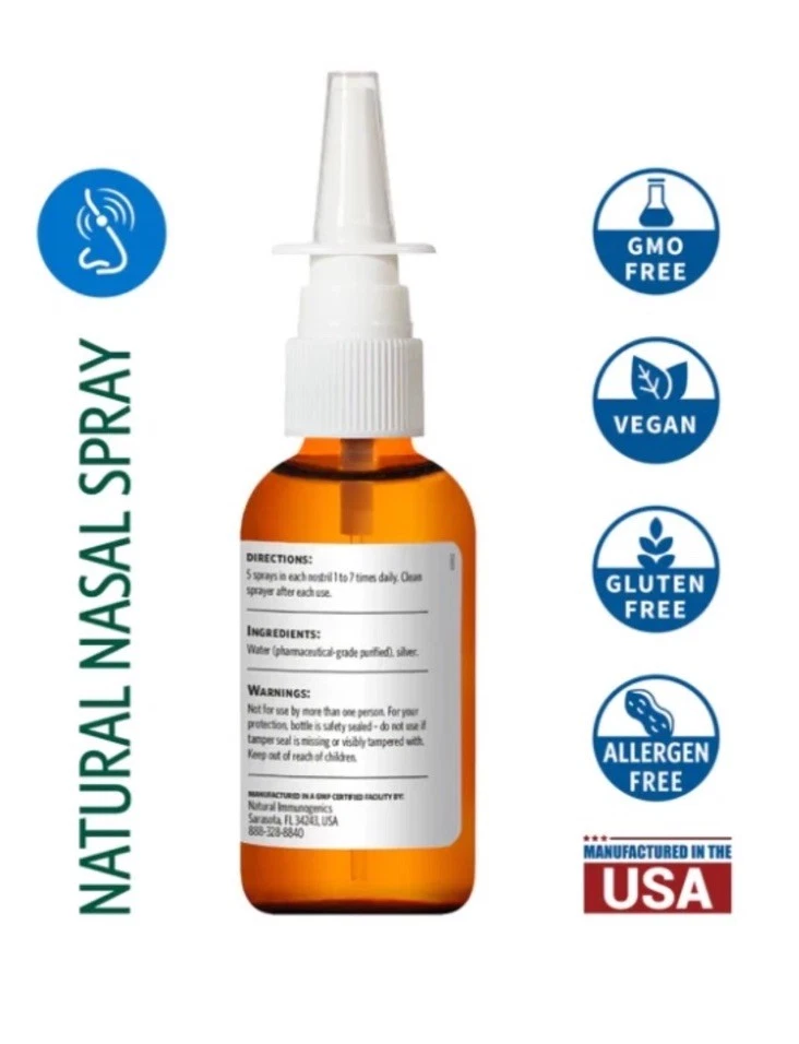 Sovereign Silver натуральный назальный спрей для облегчения пазух 10 частей на миллион (2) 2 унции каждый срок годности 12/25 - Изображение 3 из 4