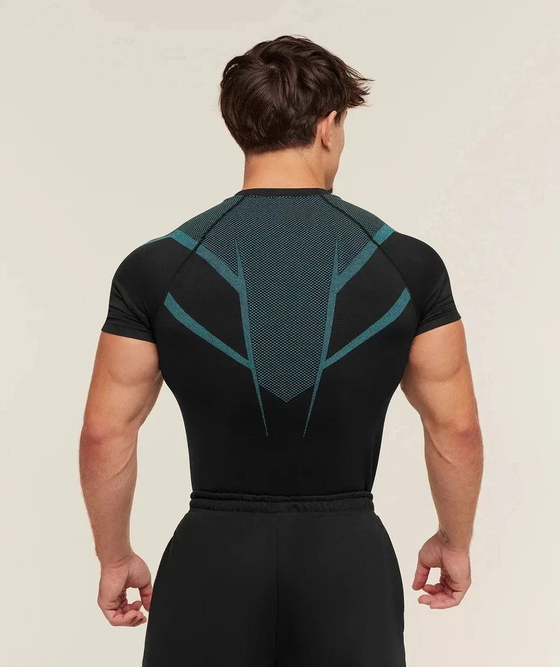 Gymshark Onyx 5.0 Seamless T-Shirt Black Brand Blue SHORT SLEEVE
