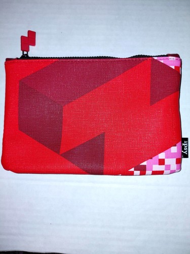 Tetris x Ipsy Red Pixel Cosmetic Makeup Bag Zipper Pouch Gaming Gamer