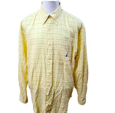 Nautica Men's Size L Yellow Check Cotton Long Sleeve Casual Shirt