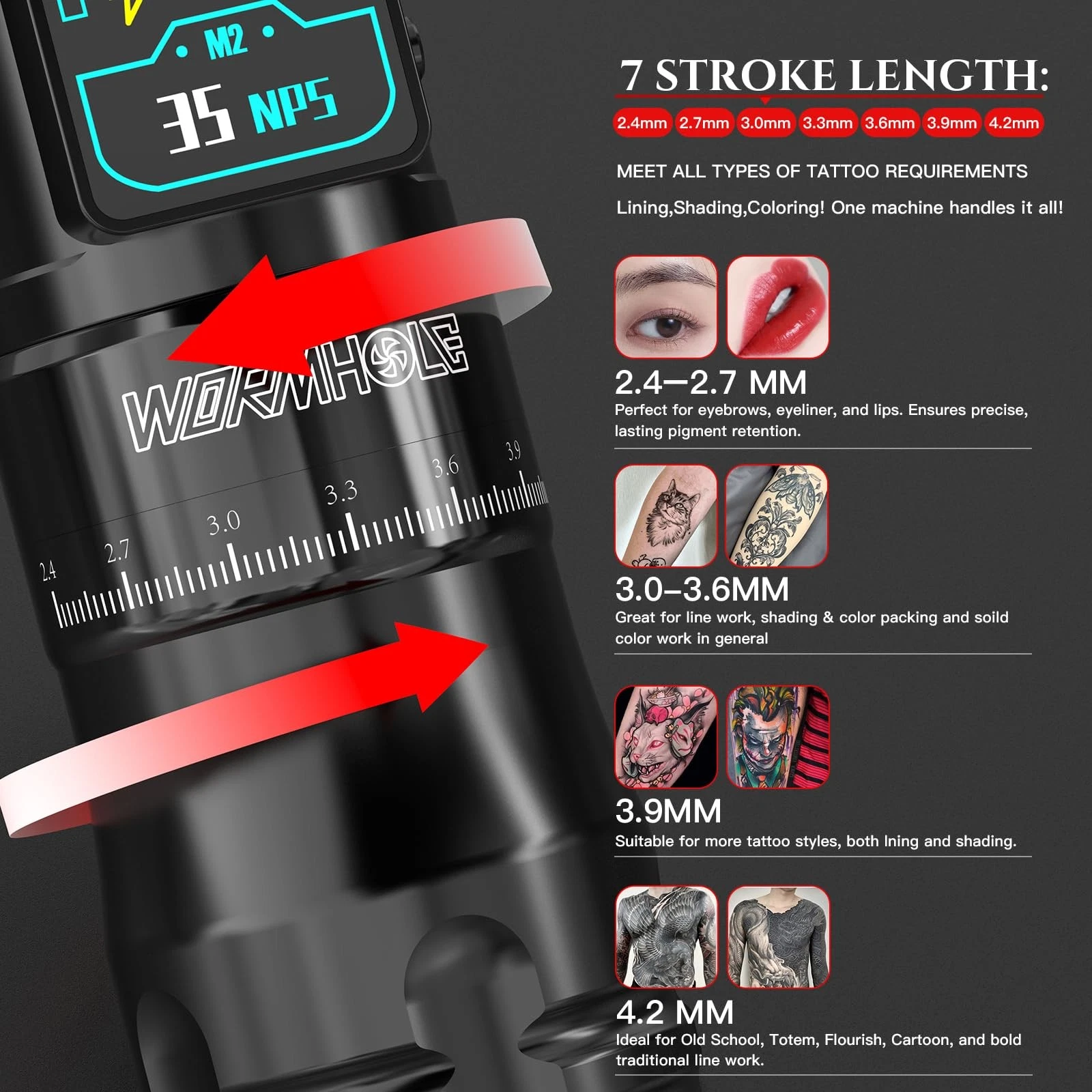 Wormhole 2PCS 2300mAh Batteries and 7 Adjustable pen+power supply, Black4 - product detail image 5