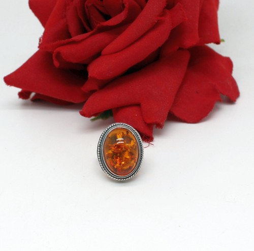 Sterling Silver & Amber Ring Size 5 6.31g CAT CHARITY