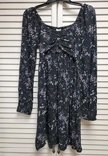 Gap Kids SZ XXL 14-16 Navy Blue Floral Ruched Dress NWT