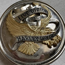 2005 Harley Davidson Live to Ride Ride to Live Belt Buckle Silver Gold Tone