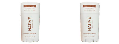 Native Coconut Vanilla Whole Body Sensitive Deodorant 2.4 oz Aluminum Free 2 Pk
