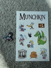 Steve Jackson Games Munchkin Big Box Spyke Enamel Pin + sticker sheet inc. ship