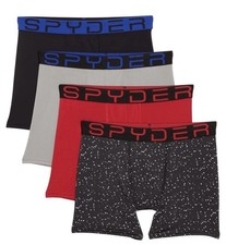 SPYDER MEN'S UNDERWEAR X4 - 253 COOLING RED BLUE LARGE - 4 PACK BOXER BRIEFS