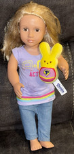 OUR GENERATION 18" DOLL BLONDE HAIR BROWN EYES BATTAT W/ Plush Peep