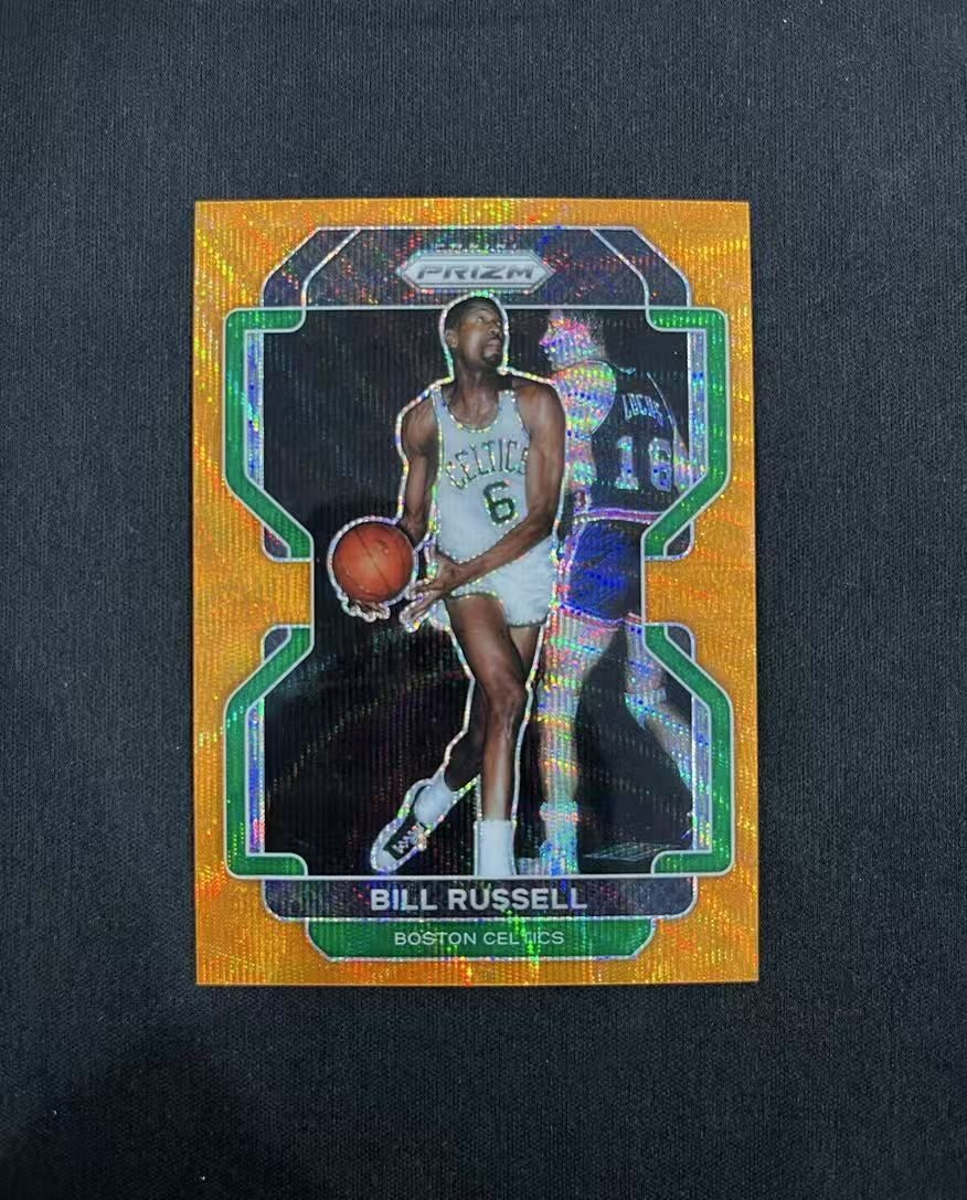 Bill Russell /60 2021-22 Panini Prizm  Orange Wave Prizm #254 Boston Celtics