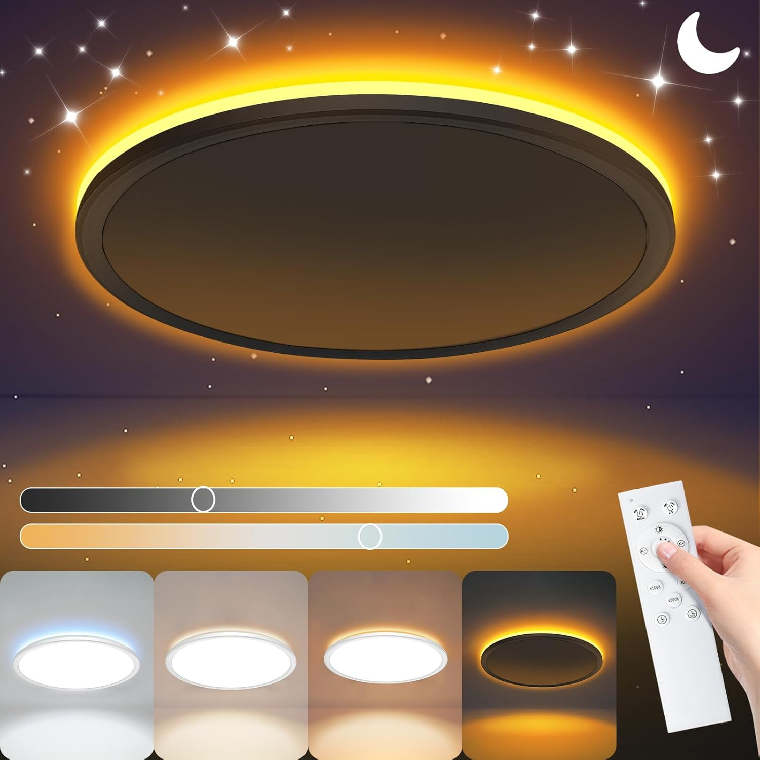Lampadario LED Soffitto 24W Dimmerabile con Funzione Memoria e Timer