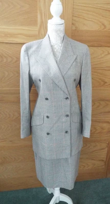 AUSTIN REED DOUBLE BREASTED CHECK JACKET (SIZE 6) AND SKIRT (SIZE 10) - Image 1 of 4