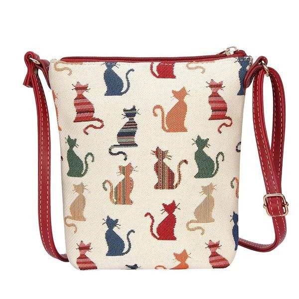 Cat Cross Body Bag Womans Sling Handbag Travel Signare Tapestry Recycled