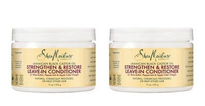 2 x Shea Moisture Jamaican Black Castor Strengthen Leave-in Conditioner 312g.