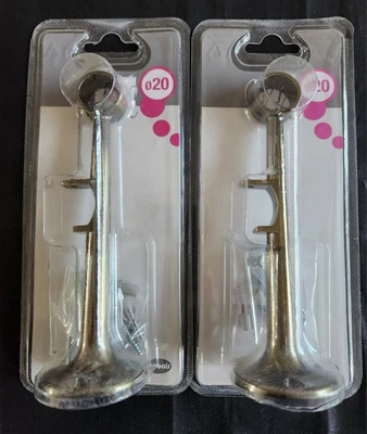 Lot De 2 - Support métal à oeil Ø20 double 85-150mm effet laiton Vieilli - Photo 1/4