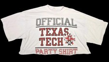 Vtg Texas Tech Party Shirt 80s Cropped Single Stitch USA One Size Red Raiders