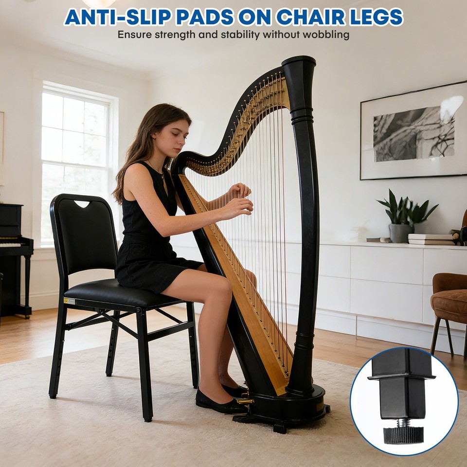 Cello Window Metal Foldable Cello Chair, Height-Adjustable Musician's Chair for ...