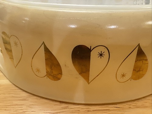 Pyrex Golden Hearts Auflaufform Vintage Cinderella 045 2,5 Quart Glas oval mit Deckel - Bild 12 von 21