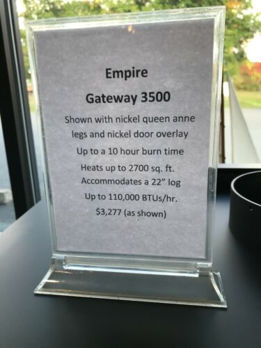 Empire Gateway 3500 WOOD STOVE, Nickel queen anne legs nickel overlay - Picture 2 of 2