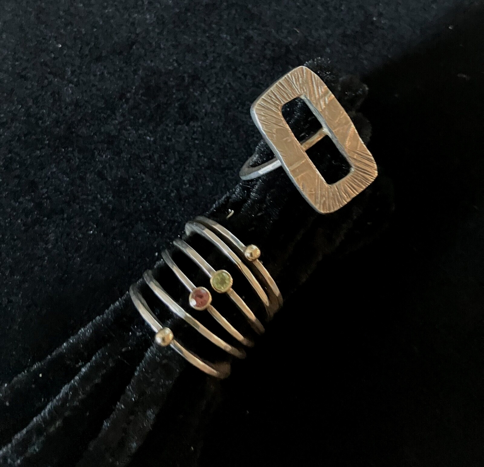 Artisan Signed Sterling Stack Rings Removeable Fr… - image 2