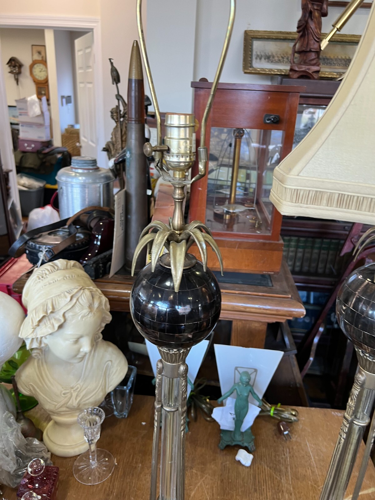 Pair of Vintage Fredrick Cooper Hollywood Regency Metal/Acrylic Pineapple Lamps