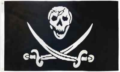 Skull & Two Swords 3x5ft Poly Pirate Flag Skull Crossed Swords Pirate Ship Flag